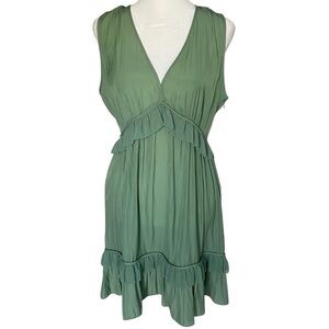 Ramy Brook Light Green V-Neck Merida Ruffle Dress - Size 4